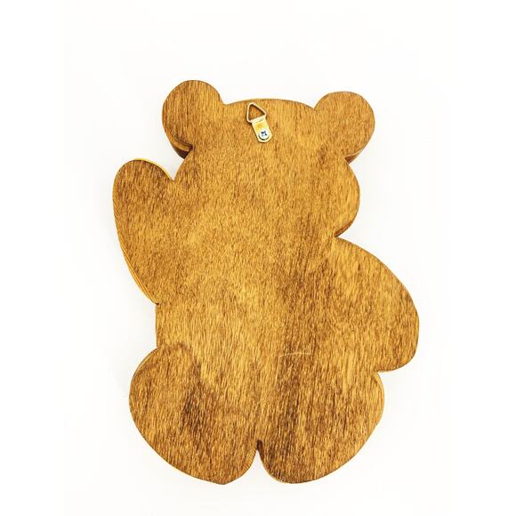 Vintage Teddy Bear Hand Inlaid Wood Wall Hanging Wall Decor Nursery - Picture 3 of 7
